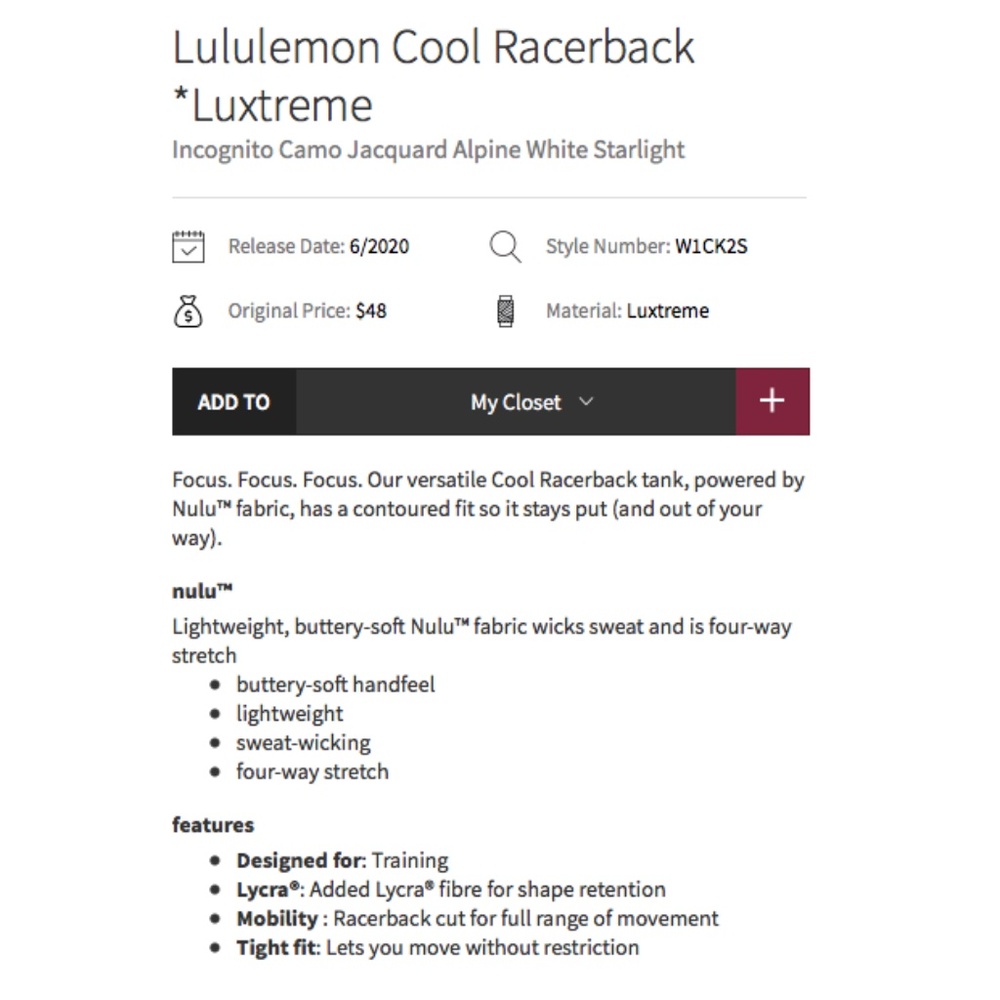 Lululemon Gray Camo Print Cool Racerback Ribbed Tank Top - Picture 3 of 10